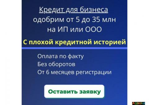 Поможем получить кредит для ИП и ООО с любой КИ